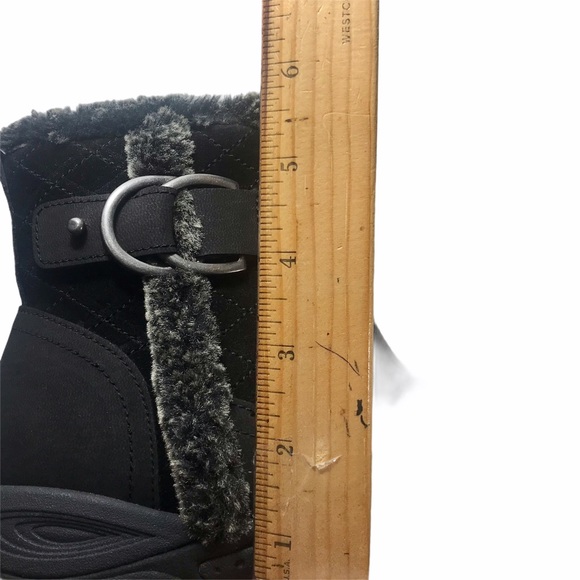 EASY SPIRIT Ember Ankle Boots Weather Resistant Black Leather Side Zip - Picture 12 of 13